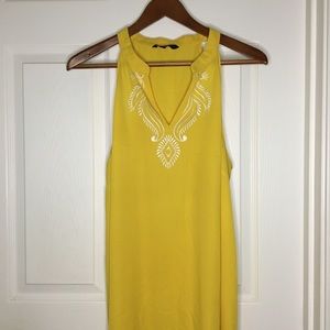 Banana Republic Yellow Embroidered Sleeveless Top